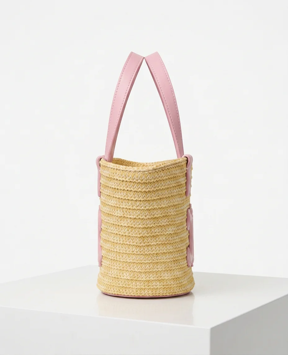 Sac Celine Panier en Paille Rose