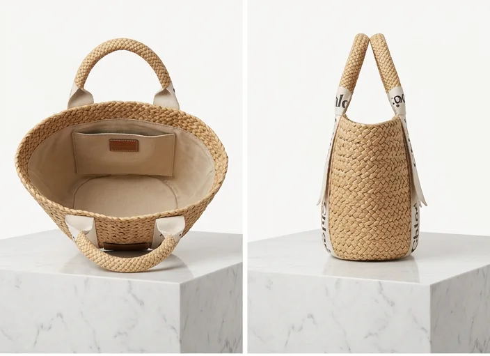Sac Panier Chloé Woody en Raphia
