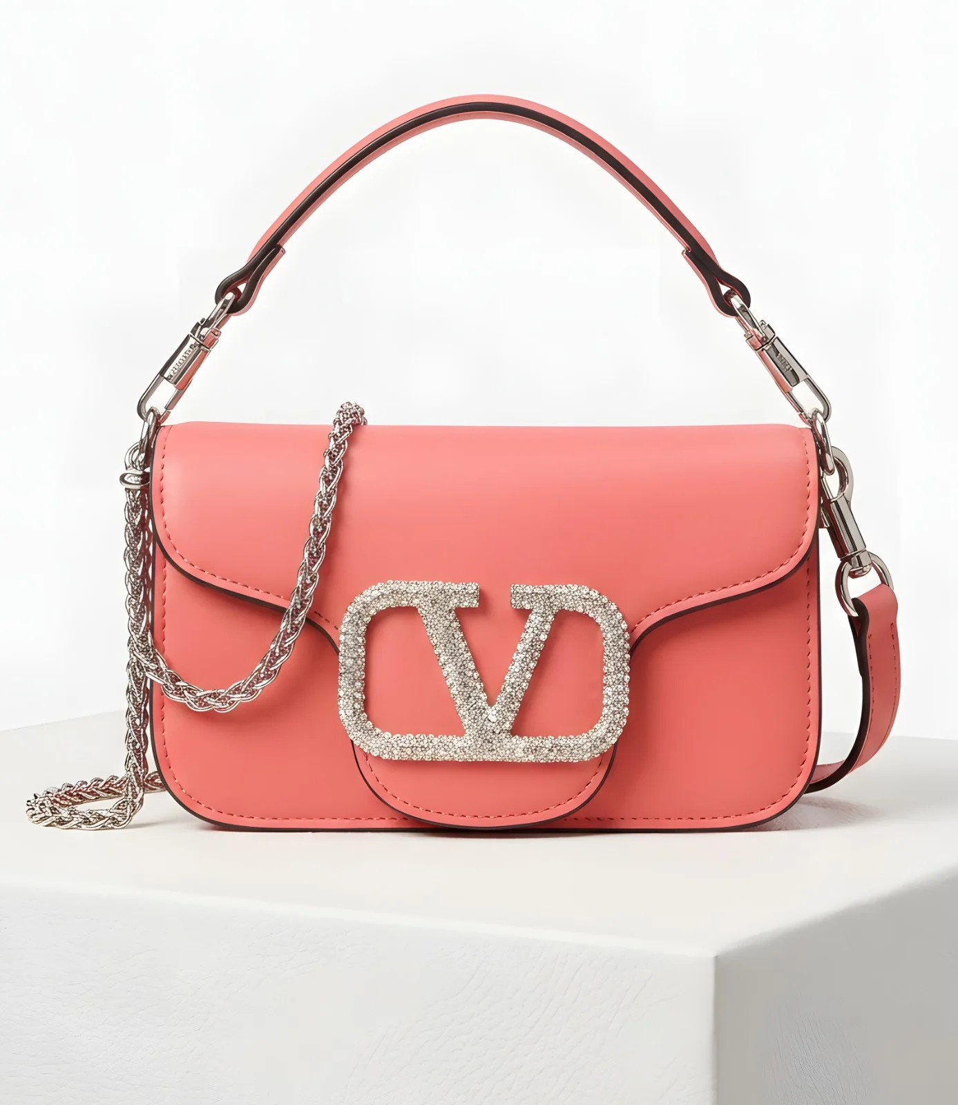 Valentino Garavani VLogo Signature Shoulder Bag – Coral Pink