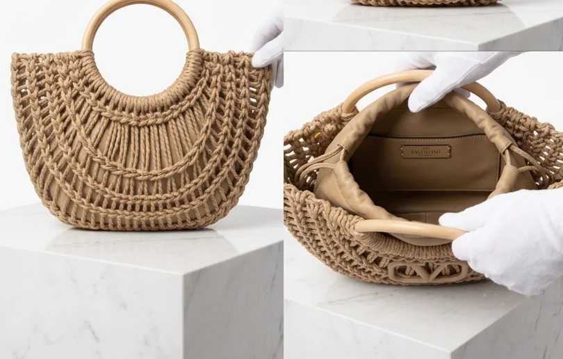 Valentino Garavani VLogo Crochet Tote Bag – Beige