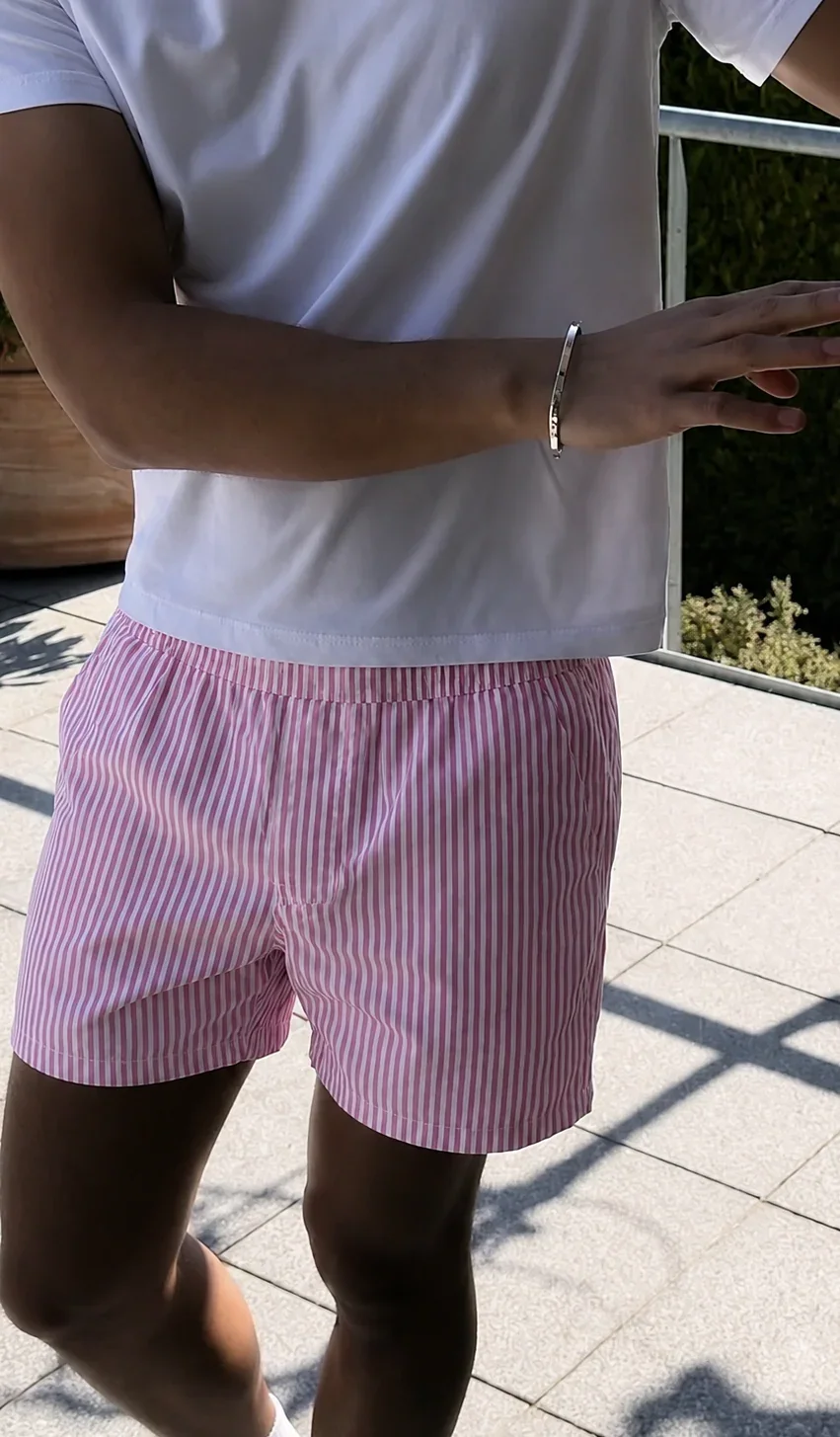 stripped pink shorts