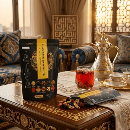 "شاي الجينسنغ الفاخر للرجال والنساء ،مزيج عشبي طبيعي للطاقة عبوة من 150 غرام ، "الكنوز العشرة
