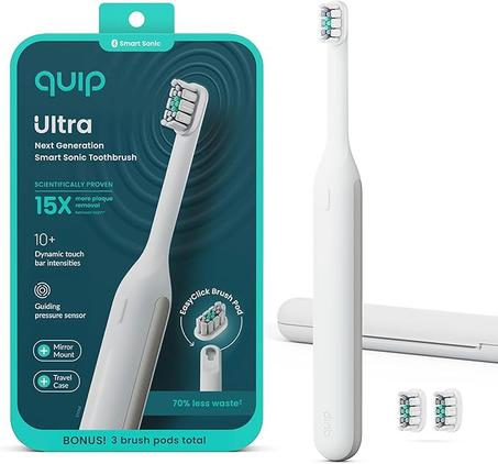 uip Ultra Next Generation Smart - Cepillo de dientes eléctrico cronometrado con funda, cabezal de cepillo reemplazable, cerdas suaves, mango de silicona, duración de la batería de 30 días, vi