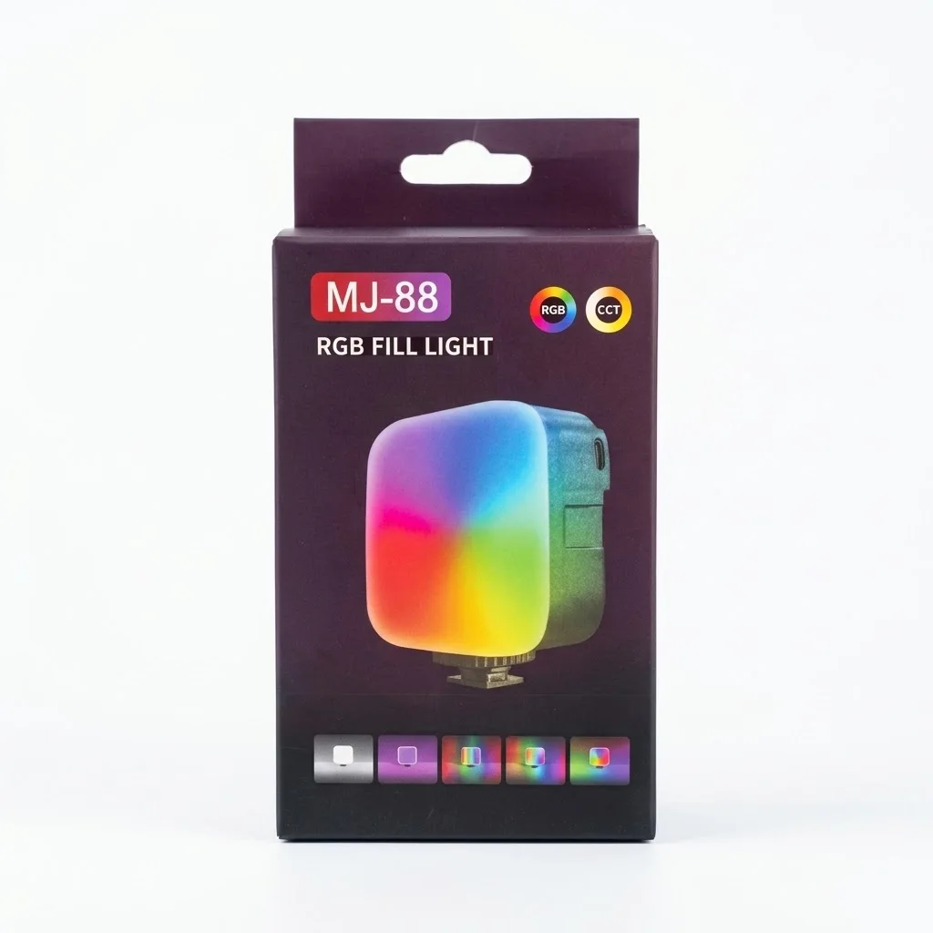 MINI RING LIGHT FORMAT CARRE - RGB FILL LIGHT -  AVEC CABLE TYPE-C ET SUPPORT DE FIXATION