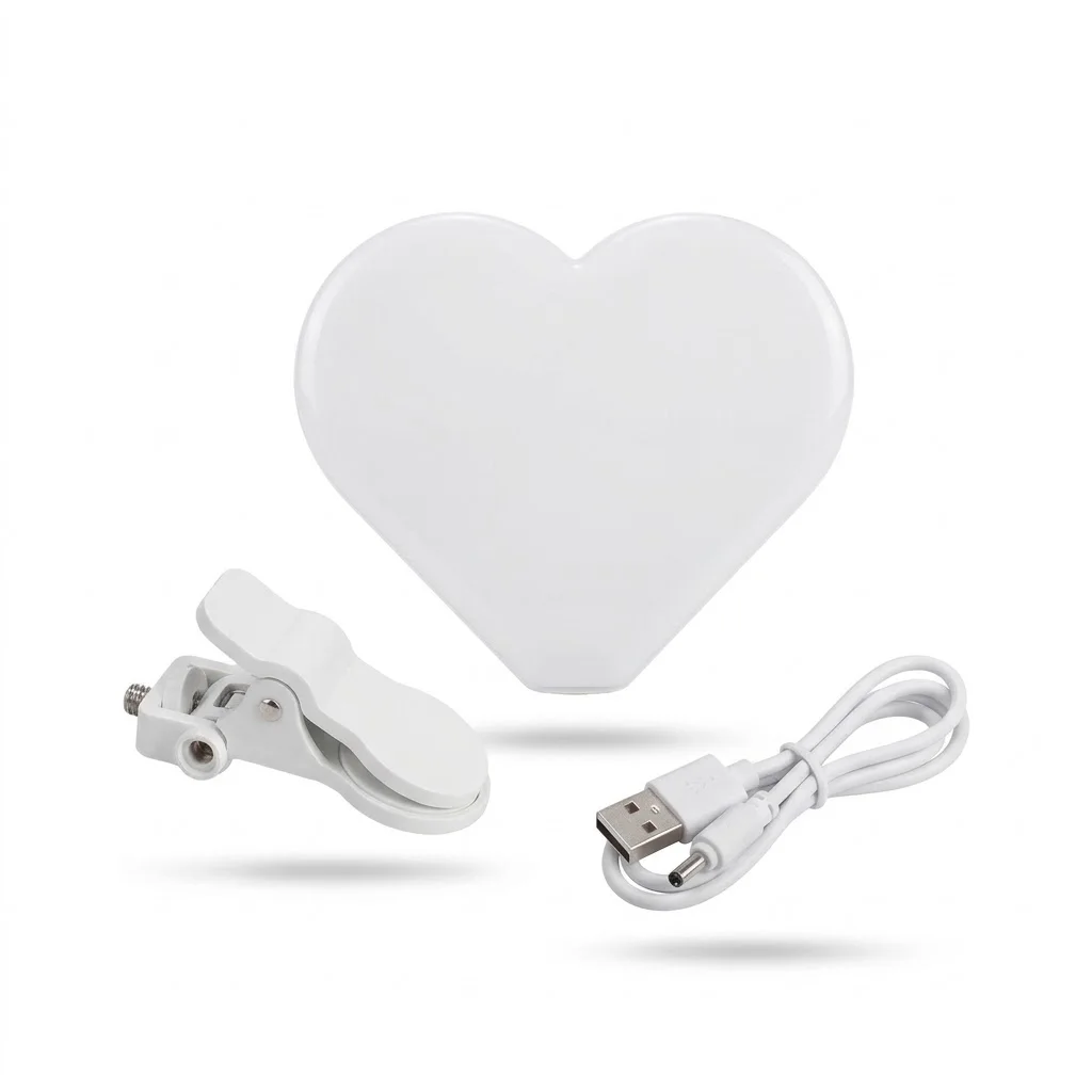 MINI RING LIGHT FORMAT COEUR - RGB FILL LIGHT -  AVEC CABLE TYPE-C ET SUPPORT DE FIXATION