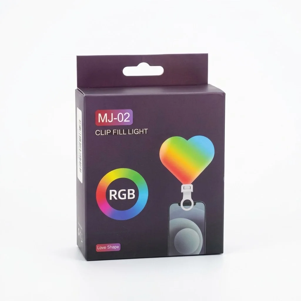 MINI RING LIGHT FORMAT COEUR - RGB FILL LIGHT -  AVEC CABLE TYPE-C ET SUPPORT DE FIXATION