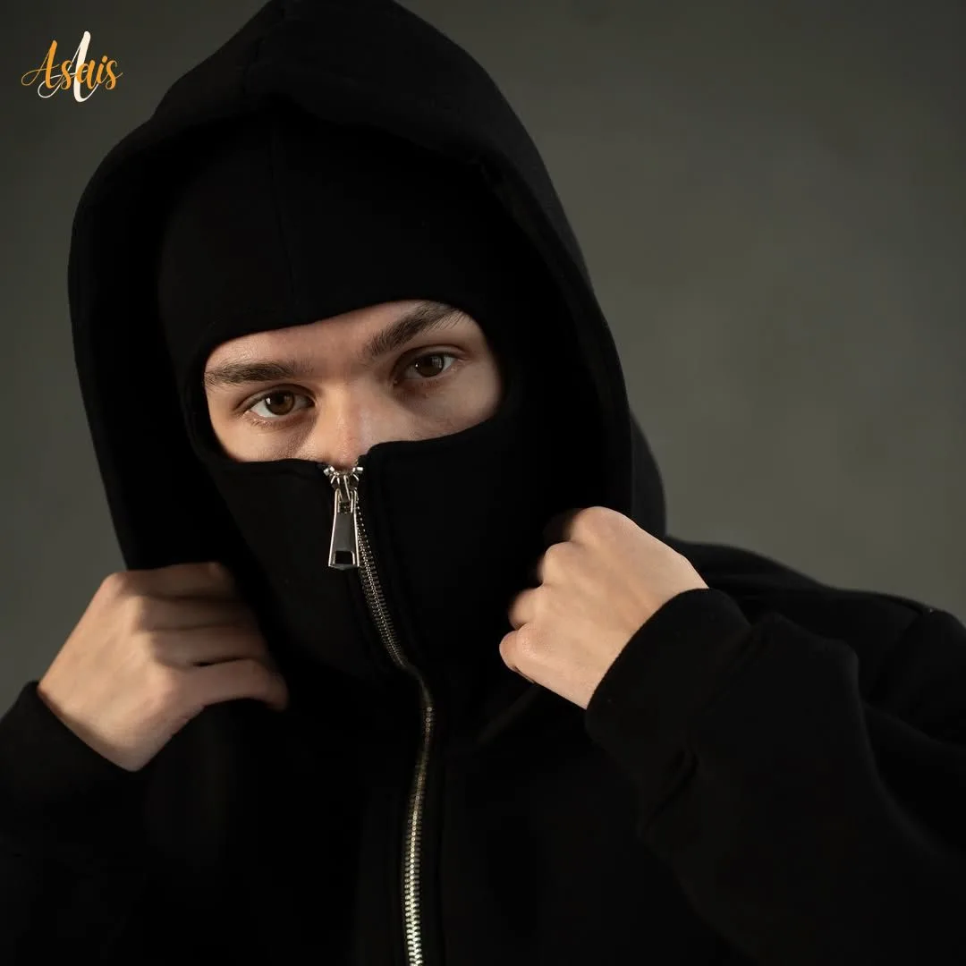 هودي NINJA مزدوج مع BALACLAVA مدمجة – أناقة بلمسة جريئة