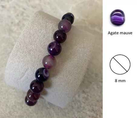 Bracelet agate mauve