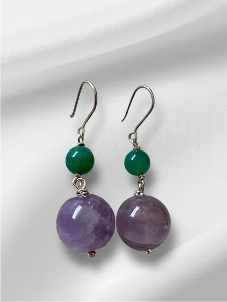 Boucles d'oreille améthyste aventurine