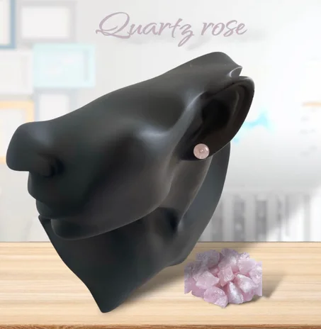 boucles d'oreille Quartz rose