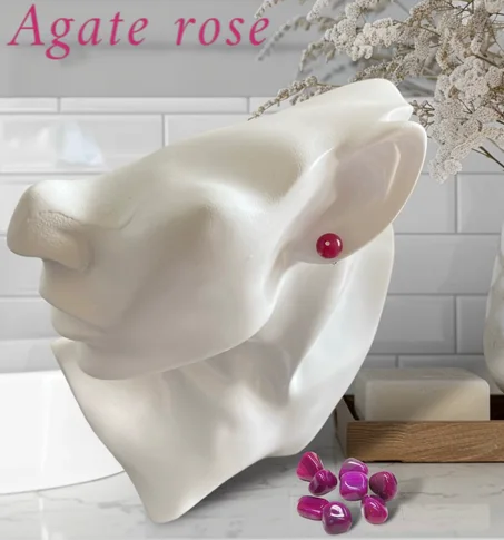 boucles d'oreille Agate rose