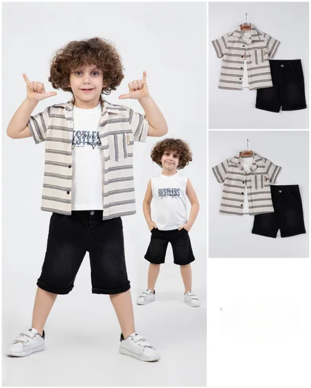 طقم أولادي 3 قطع – تصميم مغامرة عصري بجودة عالية وأصلي