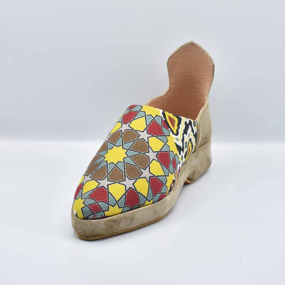 Handcrafted Moroccan Babouche Slippers for Women – Zellige Geometric Pattern