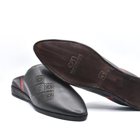 Handcrafted Moroccan Leather Babouche Slippers for Men – Zellige Geometric Design