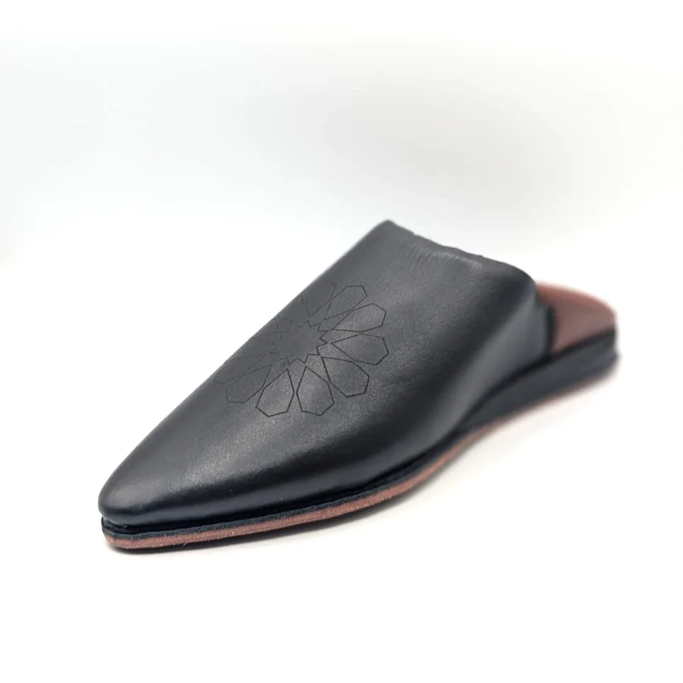 Moroccan Black Leather Balgha – Timeless Handcrafted Mule