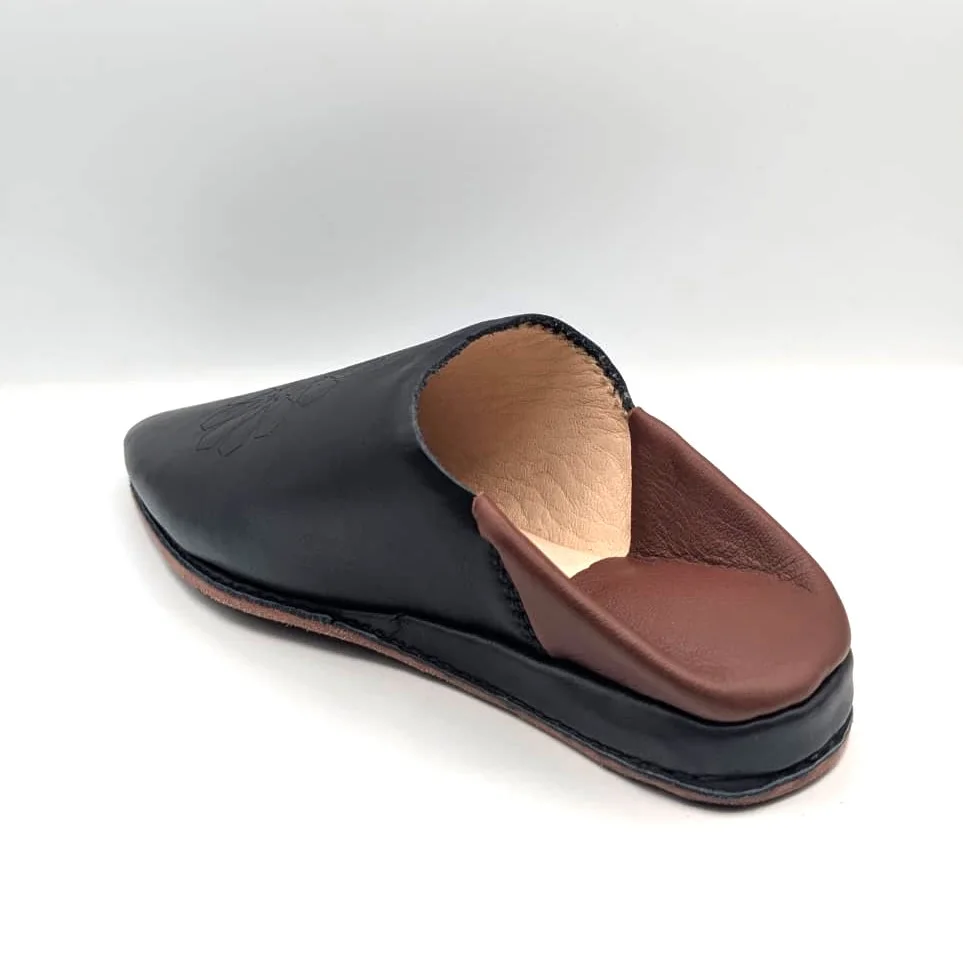 Moroccan Black Leather Balgha – Timeless Handcrafted Mule