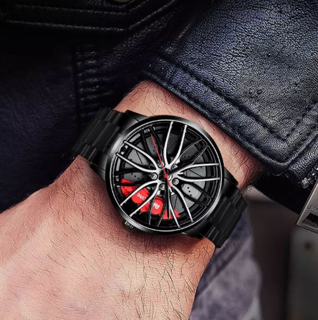 Car Wheel Rim Hub Men's Watch - ساعة رجالية بتصميم جنط عجلة السيارة