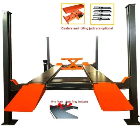 Katool KT-4H110 11,000lbs 4-Post Lift Combo with KT-RJ50 Rolling Jack & KT-CR2 Caster Kit