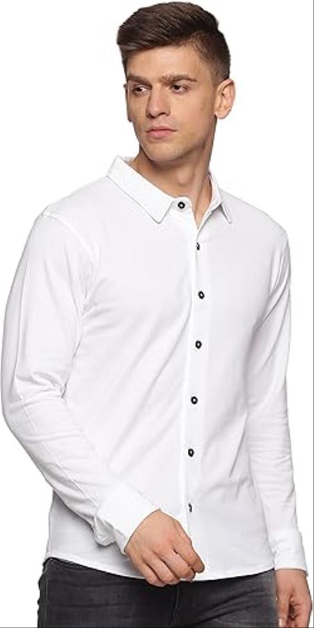 ار اس تو اوتفبتس قميص قطن منسوج باكمام طويلة ولون واحد للرجال