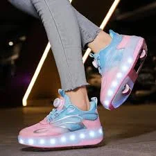 عجلتين للأطفال مصباح ليد الأسطوانة أحذية تزلج للأطفال بنين بنات متوهجة الرياضة مضيئة أحذية رياضية سكيت USB شحن