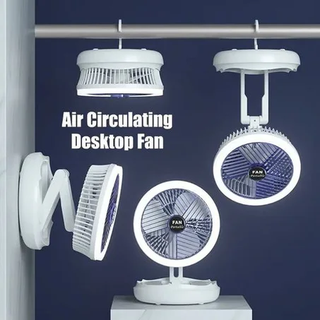 مروحةو مِصبَاح لَيلِي -  قَابلة للشحن 5 في 1