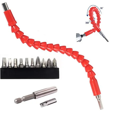 Axe flexible avec embout de tournevis - 10 pièces et tige d'extension