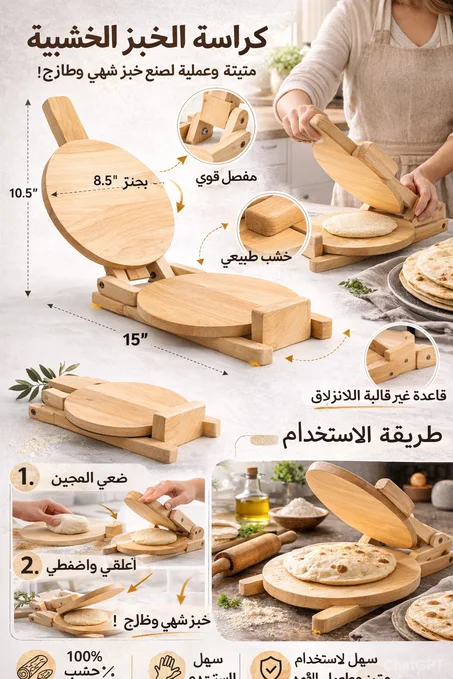 مكبس العجين الخشبي سريع الإستعمال