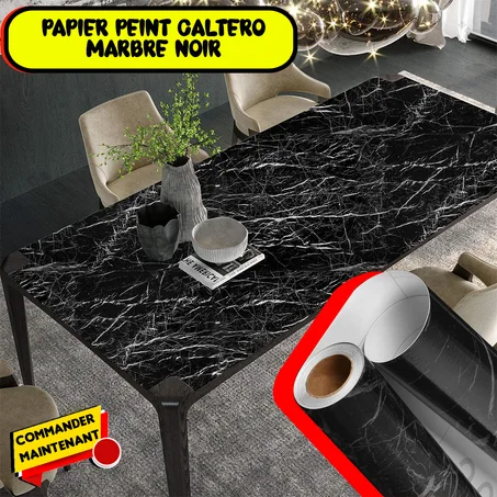 Papier peint autocollant en marbre Noir