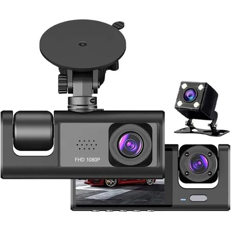 Caméra Dash Cam 1080P à 3 objectif pour votre voiture – vision complète et protection totale