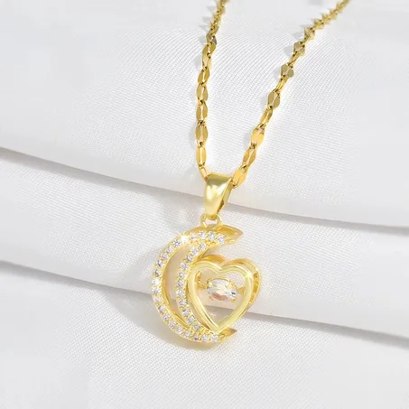 Collier Cœur Lunaire En Acier inoxydable