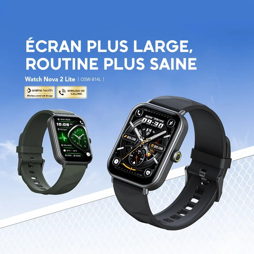 oraimo Watch Nova 2 Lite Montre connectée avec écran tactile couleur AMOLED de 1,93 pouces