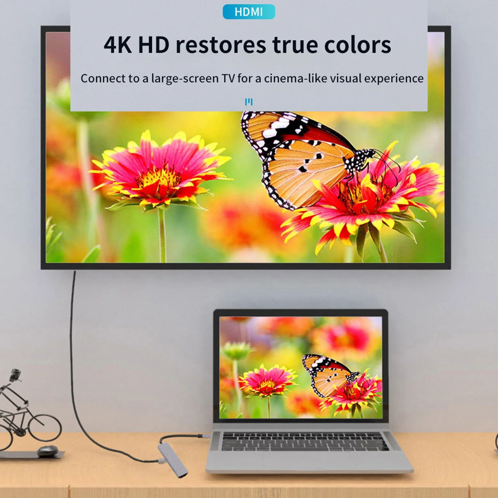 Hub USB-C 8 en 1 مع HDMI 4K + RJ45 + USB + SD/TF + PD