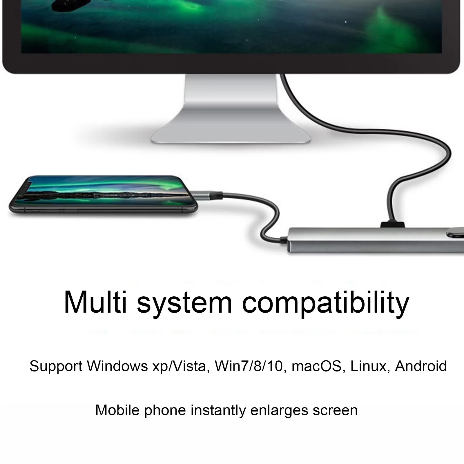 Hub USB-C 8 en 1 مع HDMI 4K + RJ45 + USB + SD/TF + PD