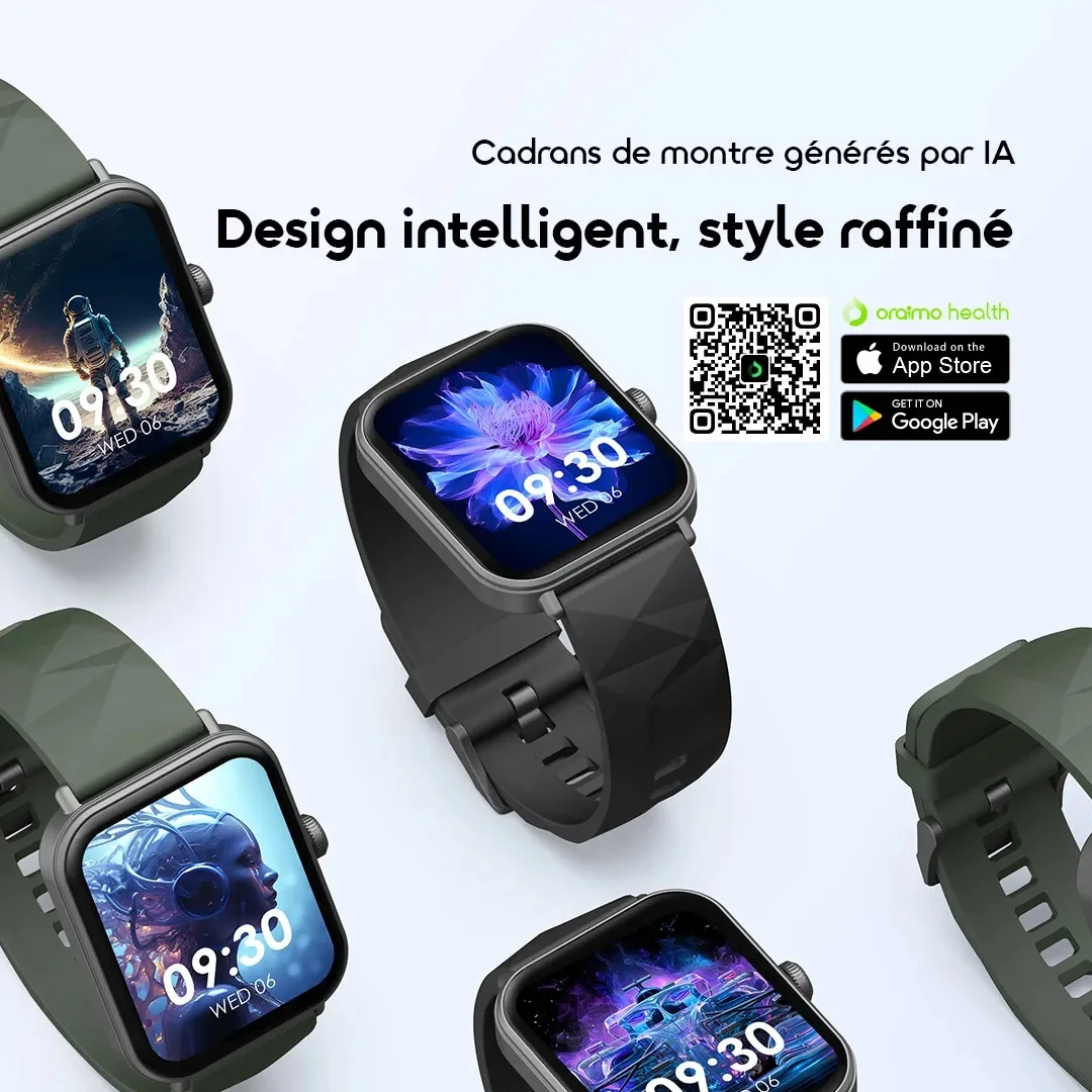 oraimo Watch Nova 2 Lite Montre connectée avec écran tactile couleur AMOLED de 1,93 pouces