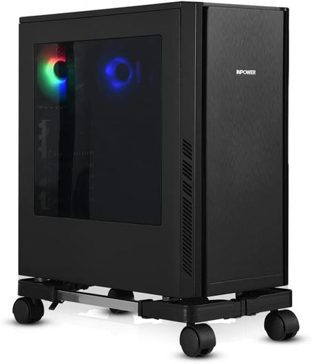YOSE Soporte de torre de computadora, soporte ajustable para CPU móvil con ruedas giratorias, soporte de torre de PC premium para alfombra de suelo