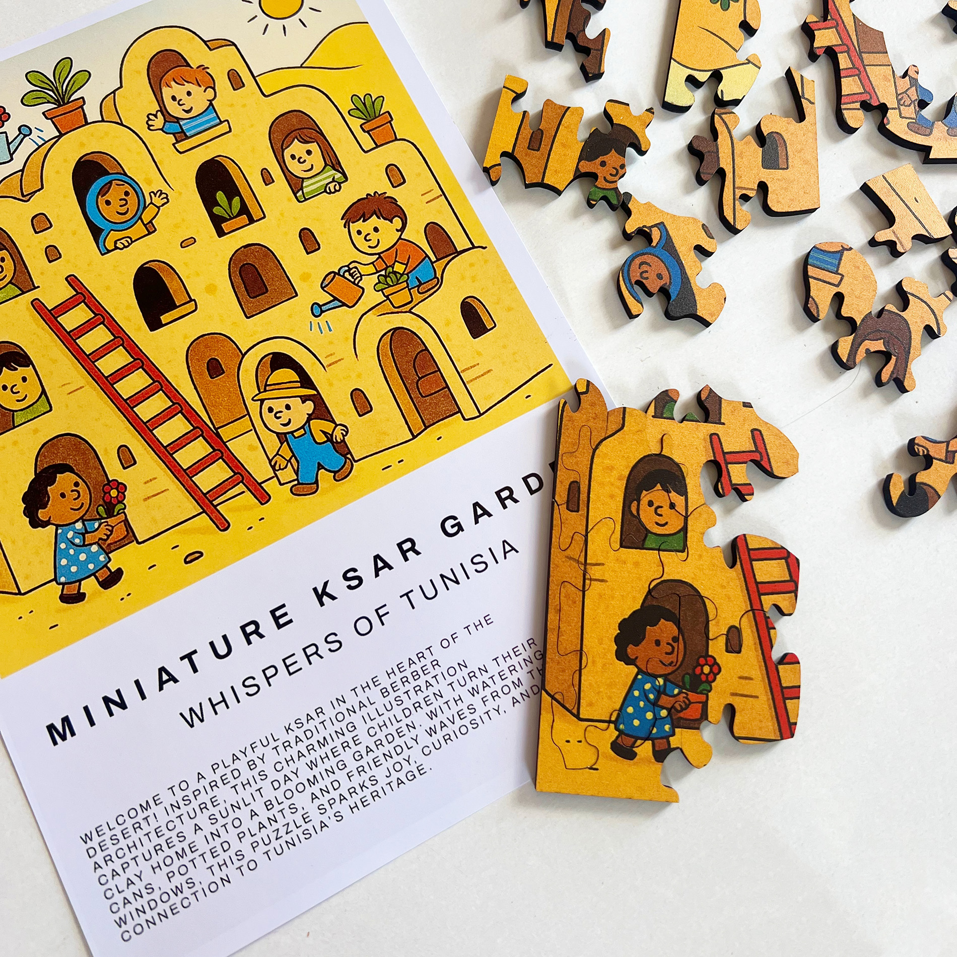 Puzzle en bois – Miniature Ksar Garden – Whispers of Tunisia