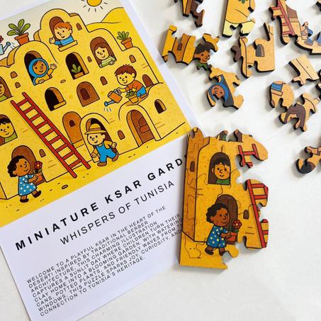 Puzzle en bois – Miniature Ksar Garden – Whispers of Tunisia