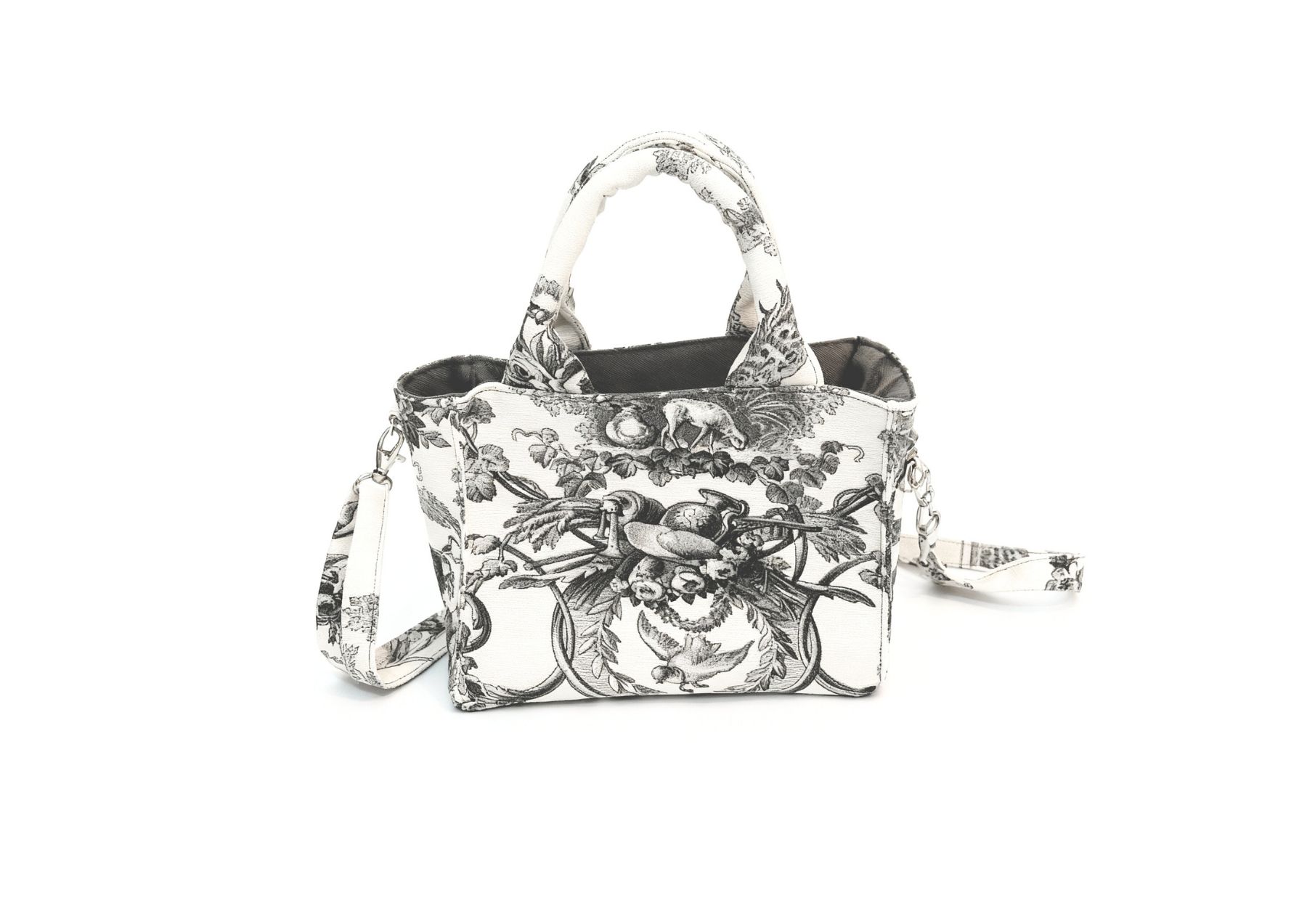 Sac à bandoulière toile de jouy gris