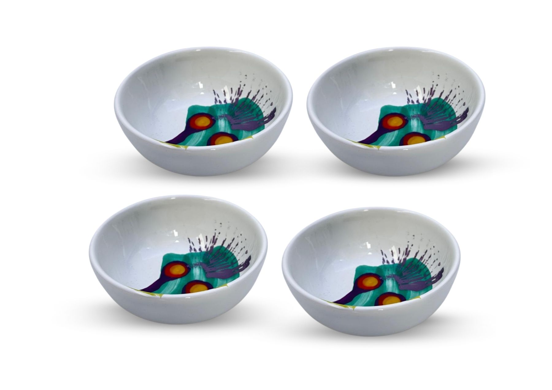 Lot de 4 bols blancs à céréale en céramique