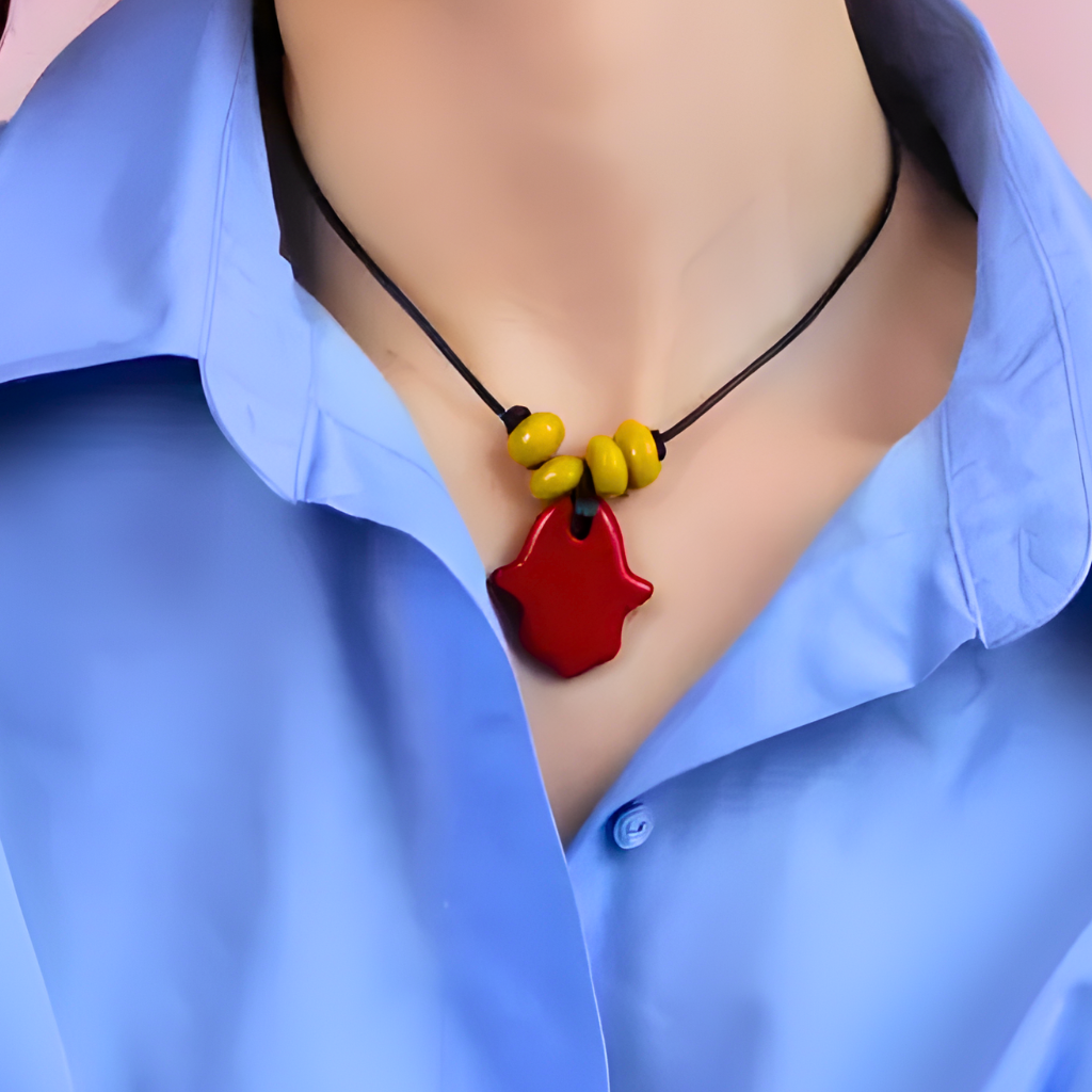 Collier Khomsa céramique orange