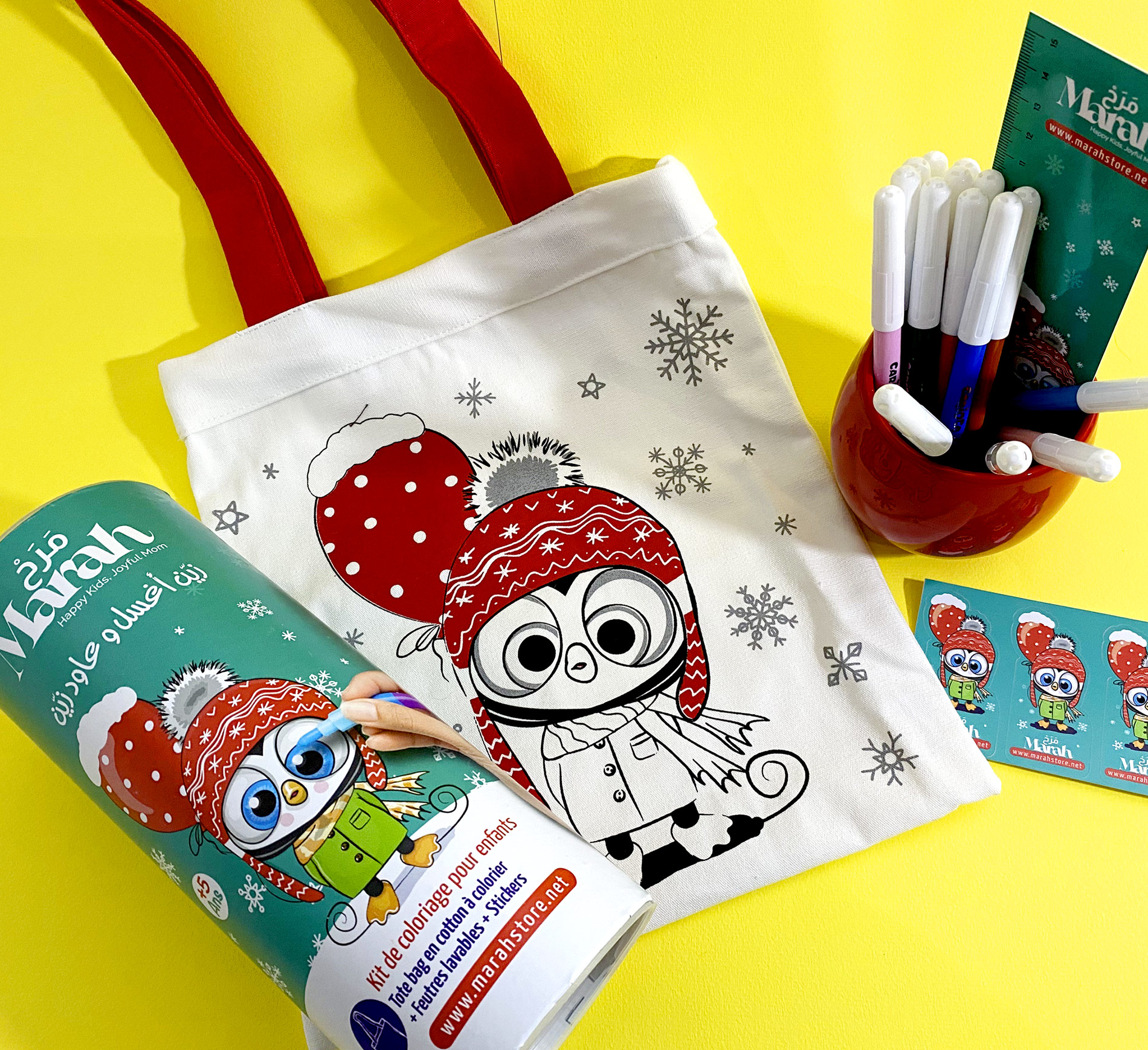 Le Pinguin, tote Bag à colorier avec des feutres lavables