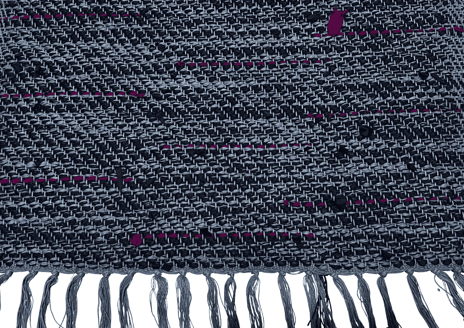 Tapis de couloir en coton et tissu recyclé Gris / Rouge