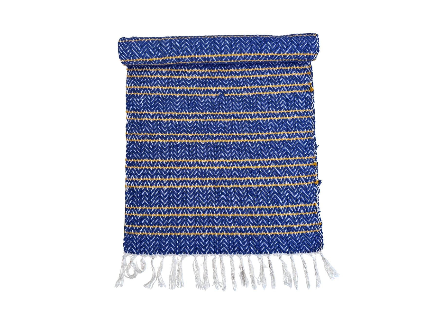 Tapis chevron en laine  Bleu / Orange