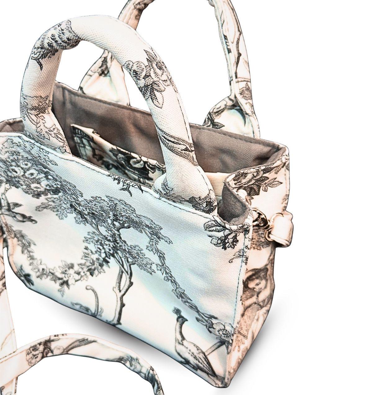 Sac à bandoulière toile de jouy gris