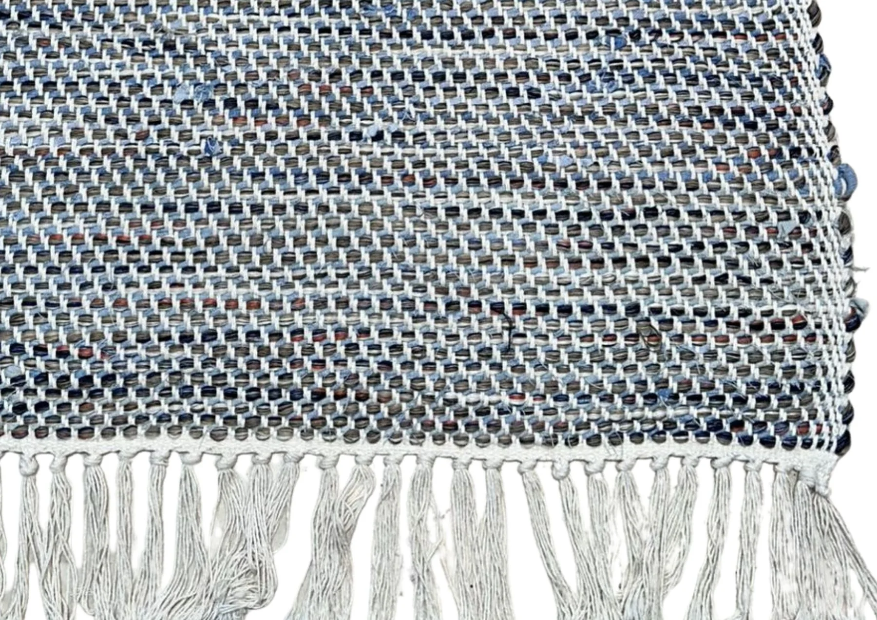 Tapis de couloir en fil de coton naturel  Orange/ beige