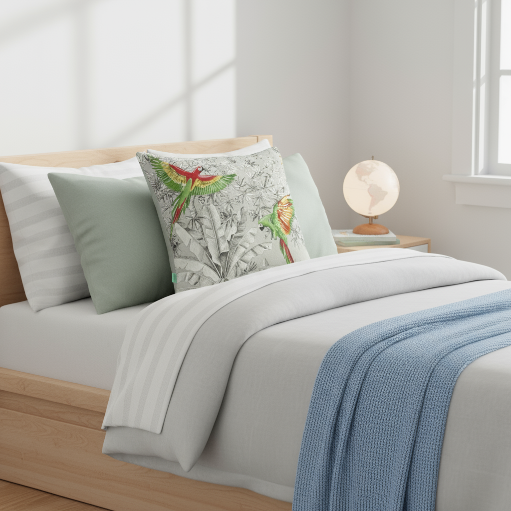 Housse de coussin perroquets mania