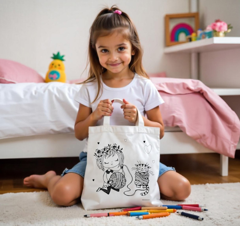 Tote Bag à colorier pour filles
