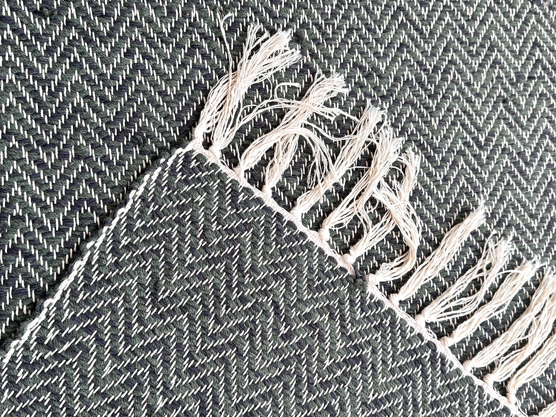 Descente de lit chevron en laine  Beige / Gris