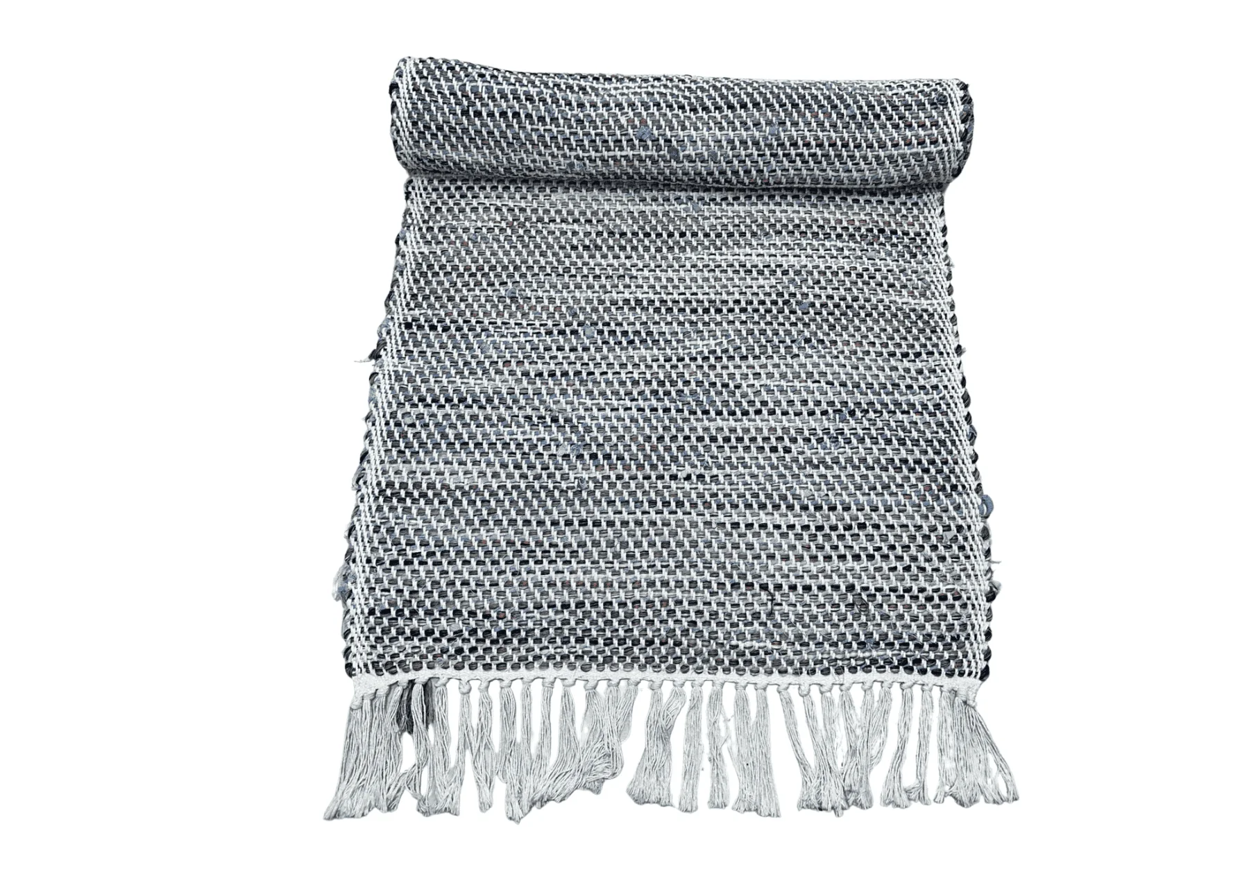 Tapis de couloir en fil de coton naturel  Orange/ beige