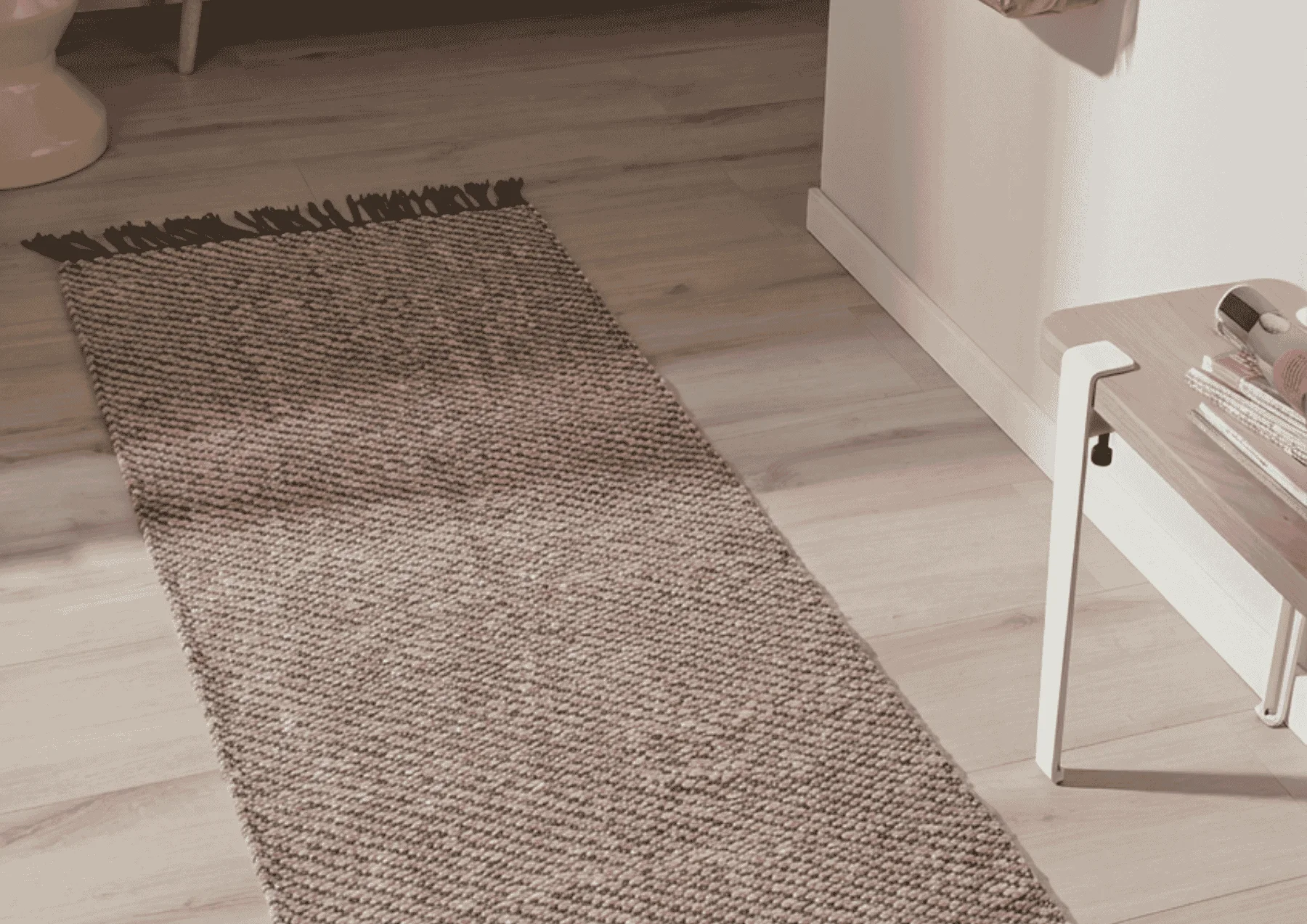 Tapis de couloir saumon / beige